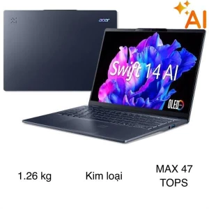 Laptop Acer Swift AI SF14 51 75VP - NX.J2KSV.001 (Ultra 7 258V, 32GB, 1TB, 2.8K OLED 90Hz, Win11)