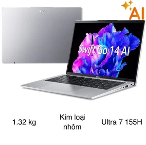 Laptop Acer Swift Go 14 AI 73 71ZX - NX.KSLSV.002 (Ultra 7 155H, 16GB, 512GB, 2.8K, Win11)