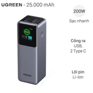 Pin sạc dự phòng 25000mAh Type C PD QC 3.0 200W Ugreen PB722