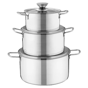 Bộ 3 nồi inox 1 đáy Sunhouse SH114 16cm-20cm-24cm