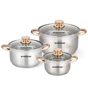 Bộ 3 nồi inox 5 đáy - đáy từ Sunhouse SH781