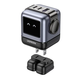 Củ sạc nhanh Ugreen Robot GaN 65W 3 cổng (2 Type C chuẩn PD/PPS 1 USB-A)