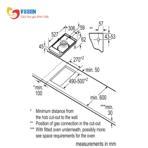 Bếp Gas Domino Bosch HMH.PRA3A6D70