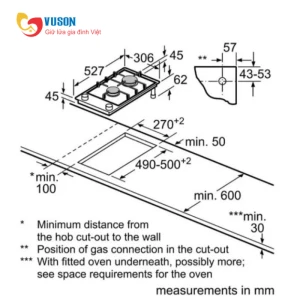 Bếp Gas Domino Bosch HMH.PRB3A6D70