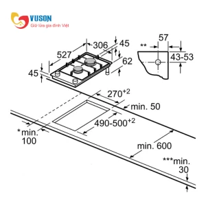 Bếp Gas Domino Bosch PRB3A6B70