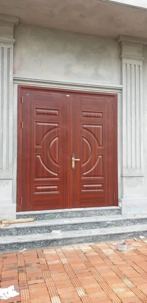 Cửa Chính Thép Vân Gỗ 2 Cánh Đều Đẹp