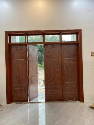 Cửa Chính Thép Vân Gỗ Chống Cháy 4 Cánh Đều