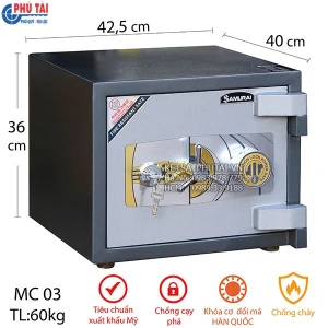 Két sắt mini thép tấm Samurai MC03 mã cơ có khóa định vị