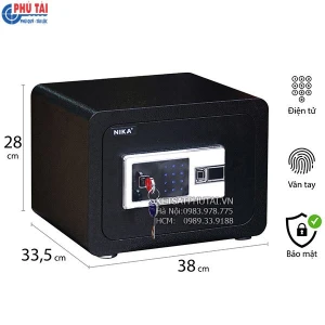 Két sắt mini thép tấm vân tay điện tử Nika KNF380