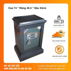 Két Sắt Công Đức mầu đỏ Có Khe Bỏ Tiền Khóa Điện Tử CĐ80 chống cậy phá