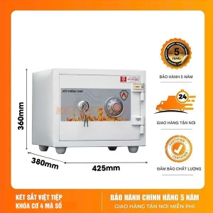 Két Sắt Mini Việt Tiệp Chính Hãng KVT216 Màu Trắng Khoá Cơ chống cháy nhỏ gọn