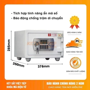 Két Sắt Mini Việt Tiệp chống cháy KVT206 Màu Trắng Khóa Điện Tử có chuông báo động