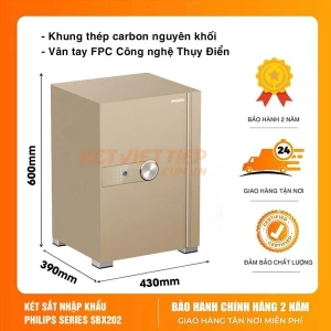 Két sắt nhập khẩu thông minh cao cấp Philips SBX202 6C0 Khóa bảo mật vân tay điện tử