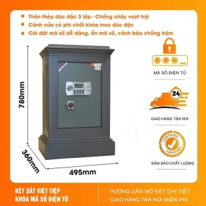 Két Sắt Việt Tiệp KVTLV79DT Điện Tử chống cháy có báo động