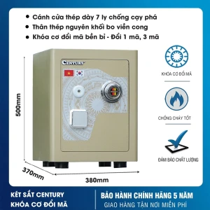 Két sắt chống cháy Century CF166 Khóa cơ đổi mã