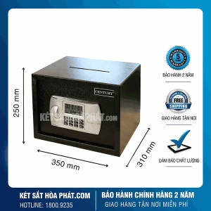 Két sắt công đức century khóa điện tử có khe bỏ tiền KCD250 màu đen