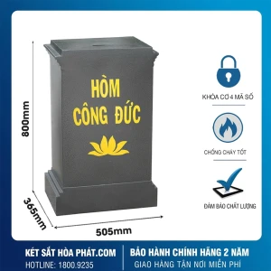 Két sắt công đức KCD800 khóa cơ màu xanh
