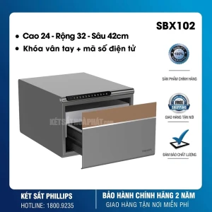Két sắt mini Philips SBX102 nhỏ gọn để tủ, khóa vân tay điện tử