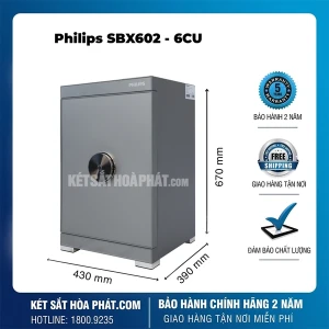 Két sắt nhập khẩu Philips SBX602-6CU khóa vân tay điện tử, kết nối wifi