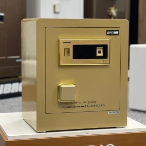 Két sắt HK-MD-45BL mini Aifeibao vân tay nhập khẩu màu vàng chanh