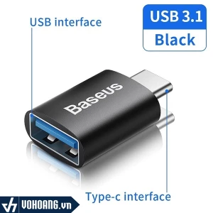 Baseus LVL002-BK | Đầu Chuyển OTG USB Type C Sang USB | Hàng Chính Hãng