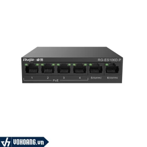 Ruijie RG-ES106D-P | Switch 6 Port Gồm 4 Port PoE 58W Giải Pháp Cấp Internet Nguồn Cho IP Camera, IP Phone