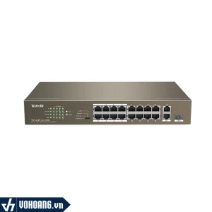 Tenda TEF1118P-16-150W | Switch 16 Cổng Megabit PoE Ngân Sách Nguồn 150W Với 2 Cổng GE/1 SFP