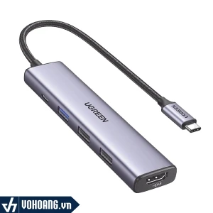 Ugreen 15495 | Bộ Chuyển Đổi USB-C Sang 2x USB-A 2.0 - 1x USB-A 3.0 - HDMI 4K 30Hz - PD