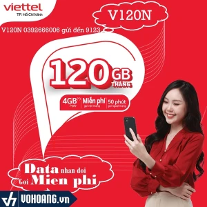 Viettel V120N | Sim Data 4G Tốt Nhất Hiện Nay 4GB/Ngày Sử Dụng Toàn Quốc Miễn Phí Nghe Gọi