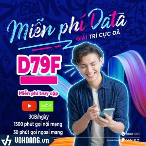 Vinaphone D79F | Data 3GB/Ngày-Xem Youtube Không Giới Hạn-Miễn Phí Cước Nghe Gọi