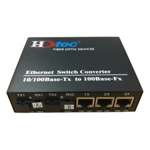 HDTEC Ethernet Converter 2 cổng quang 3 cổng RJ45 100Mbps