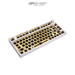 Kit Bàn phím Keydous NJ80 AP White Case Brass Plate 3 Mode Bluetooth Wireless | Chính hãng