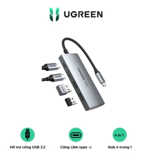 Bộ chia USB-C ra USB 3.2 Ugreen 30758 2 cổng USB-A 3.2, 2 cổng USB-C 3.2