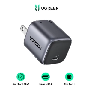 Củ sạc nhanh Ugreen CD319 30W GaN đen ghi