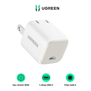 Củ sạc nhanh Ugreen CD319 GaN 30W màu trắng