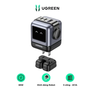 Củ sạc nhanh Ugreen RoboGaN Mini 65W CD361 sạc nhanh, chân dẹt