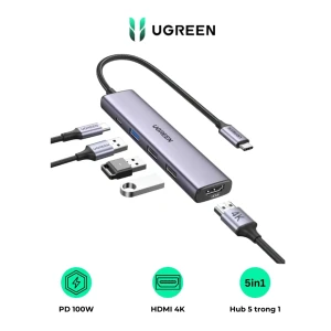 Hub chuyển đổi Type C Ugreen 15495 HDMI 4K@30Hz, USB 2.0, USB 3.0, Sạc PD 100W