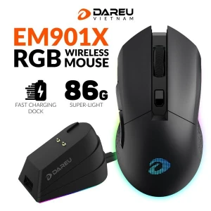 Chuột không dây Gaming DAREU EM901X RGB Superlight Black
