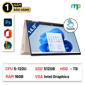 Laptop HP Pavilion x360 14-ek2024TU core 5-120U/16G/512GSSD/14.0FHDT /PEN/FP/WL/BT/3C/W11H/Vàng 9Z2V6PA