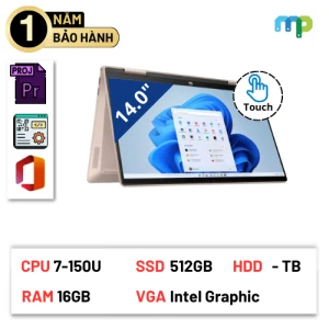 Laptop HP Pavilion x360 14-ek2027TU core 7-150U/16G/512GSSD/14.0FHDT/PEN/FP/WL/BT/3C/W11H/Vàng 9Z2V9PA