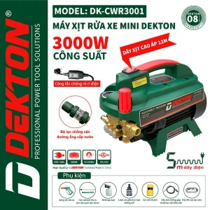 Máy xịt rửa Dekton 3000W DK CWR 3001 (Chỉnh Áp) - dây dài 12m