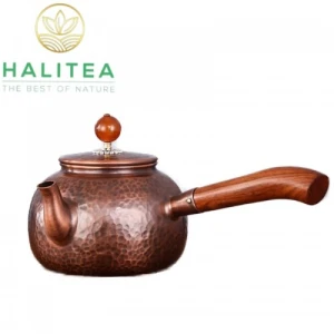 Ấm Đồng Nhật Bản Tetsubin Gò Thủ Công Cán Gỗ 600ml