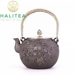 Ấm Gang Nhật Bản Tetsubin Hình Rùa Đắp Nổi 1,2L