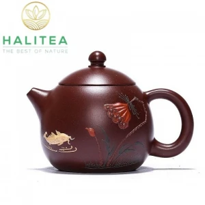 Ấm Tử Sa Long Đán Sen Cá Đắp Nổi 260ml