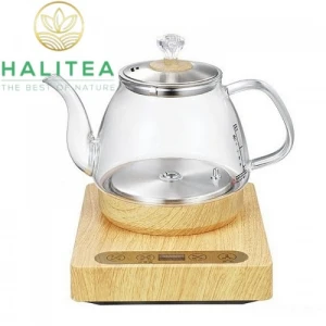 Bếp Điện Đơn Vàng Gỗ Cấp Nước Từ Đáy Ấm Thủy Tinh Cao Cấp