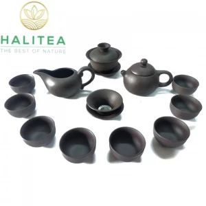 Bộ Ấm Trà Đất Nung Tây Thi 12 Món Màu Nâu Đen