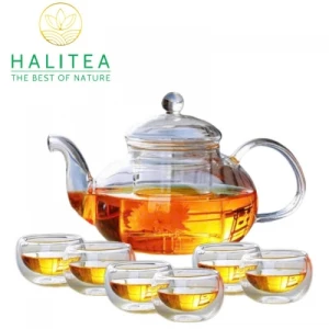 Bộ Ấm Trà Lõi Lọc Thuỷ Tinh Chén 2 Lớp 600ml