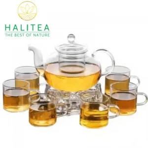 Bộ Ấm Trà Thuỷ Tinh Cao Cấp Đế Nến 800ml