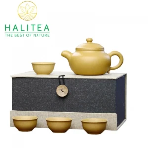 Bộ Ấm Tử Sa Chuyết Chỉ Đoạn Nê 250ml 04 Chén Hộp Thổ Cẩm