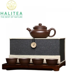 Bộ Ấm Tử Sa Phỏng Cổ Tử Nê 230ml 04 Chén Hộp Thổ Cẩm